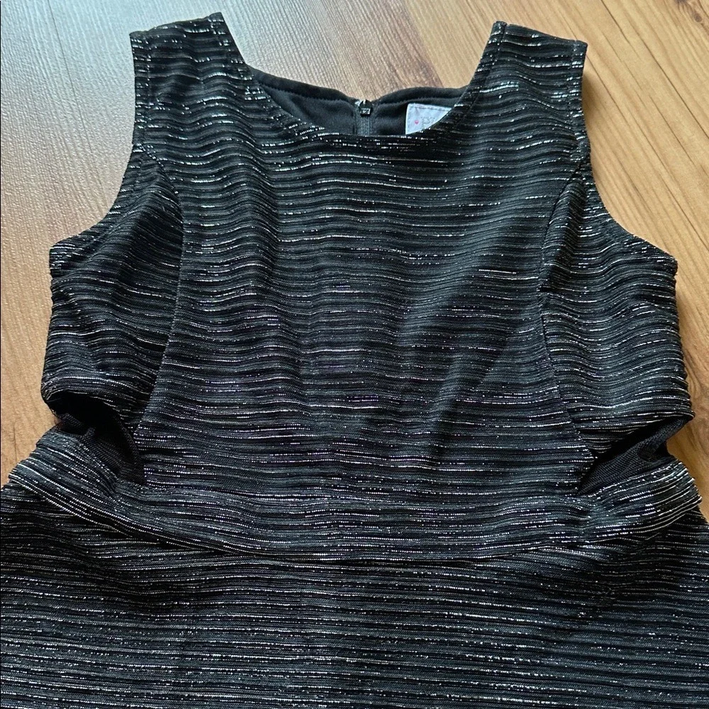 The Children's Place Girls Black Silver‎ Stripe Party Dress Size M 7/8